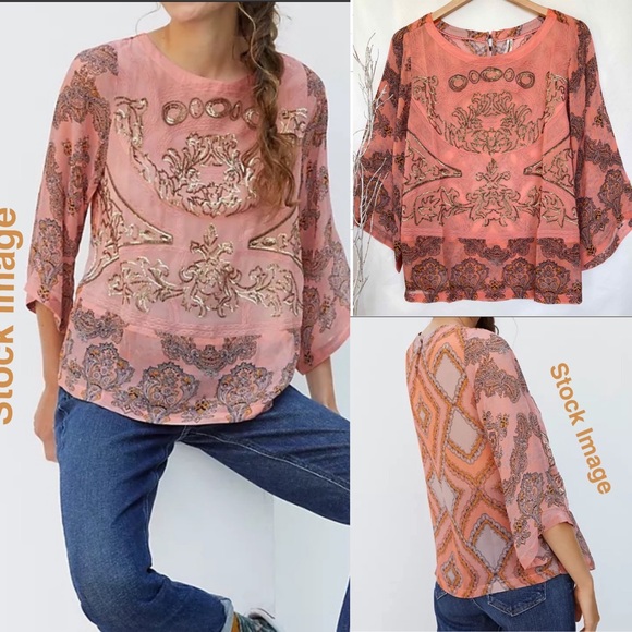 Anthropologie Tops - Anthropologie Ignacia Sheer Sequined Blouse NWT